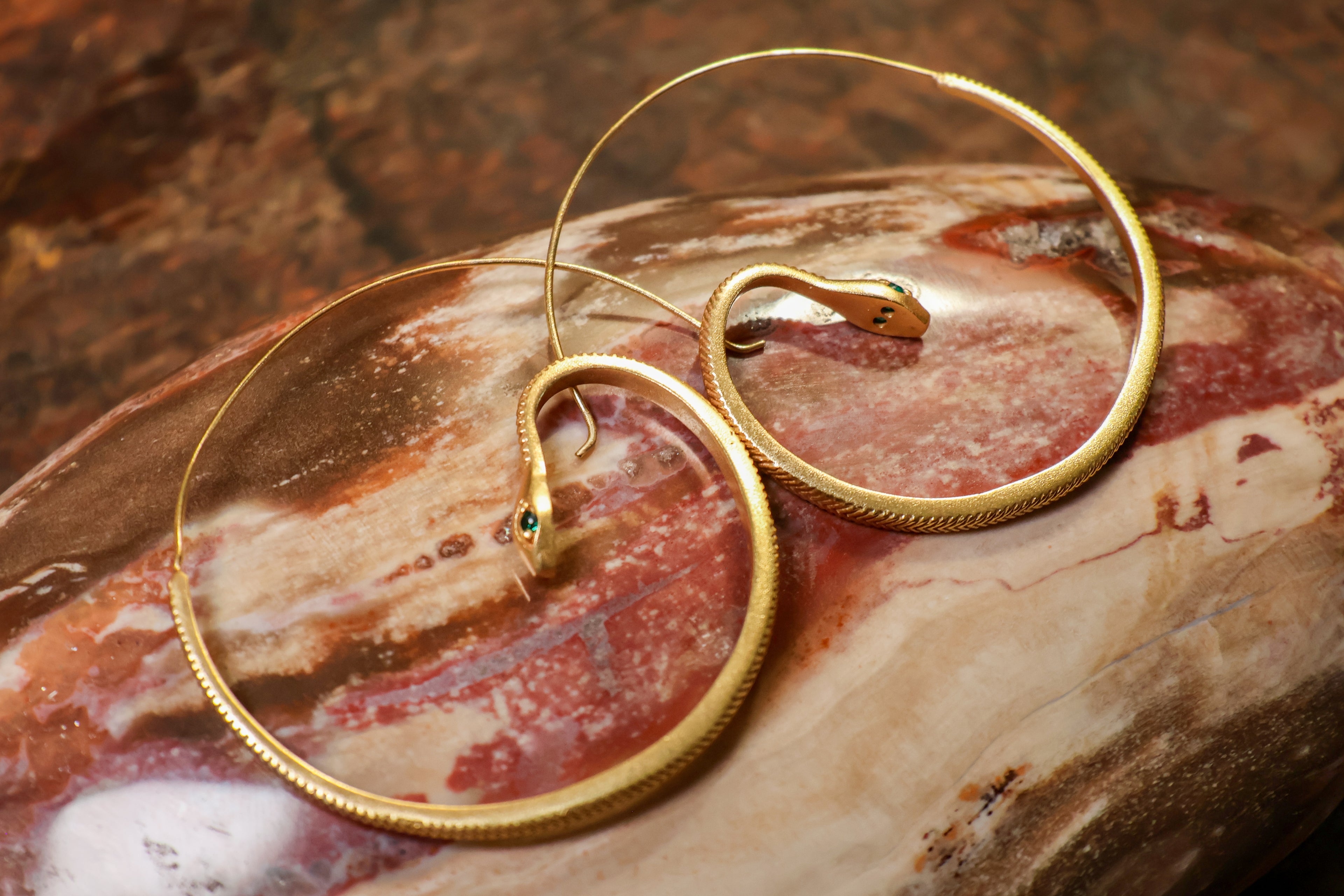 Green Eyed Snake Earrings